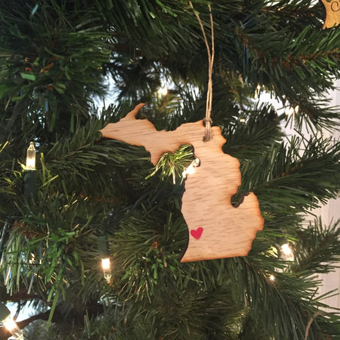 Michigan Christmas Ornament - Natural