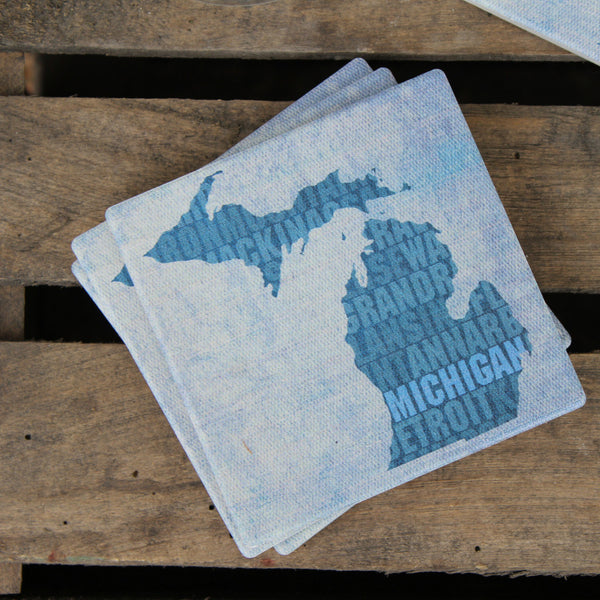 Type Print Michigan Coasters
