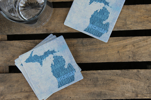 Type Print Michigan Coasters