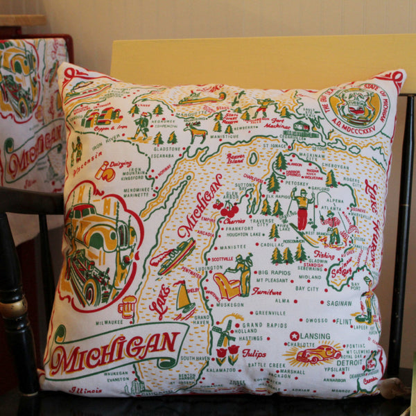 Michigan Vintage Map Pillow