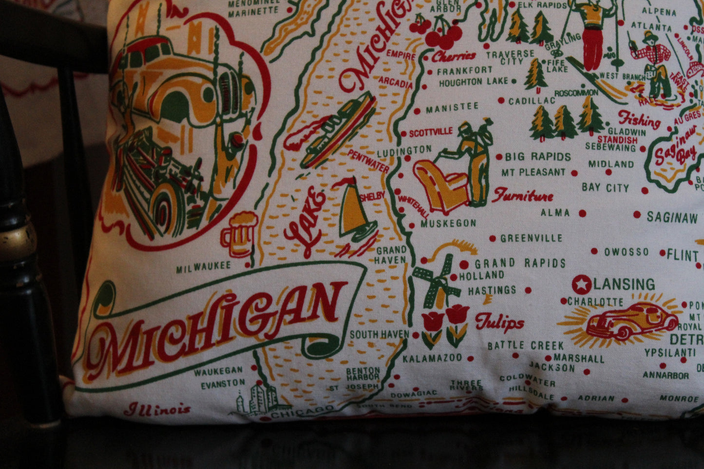 Michigan Vintage Map Pillow