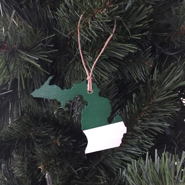 Michigan Ornament - Green and White