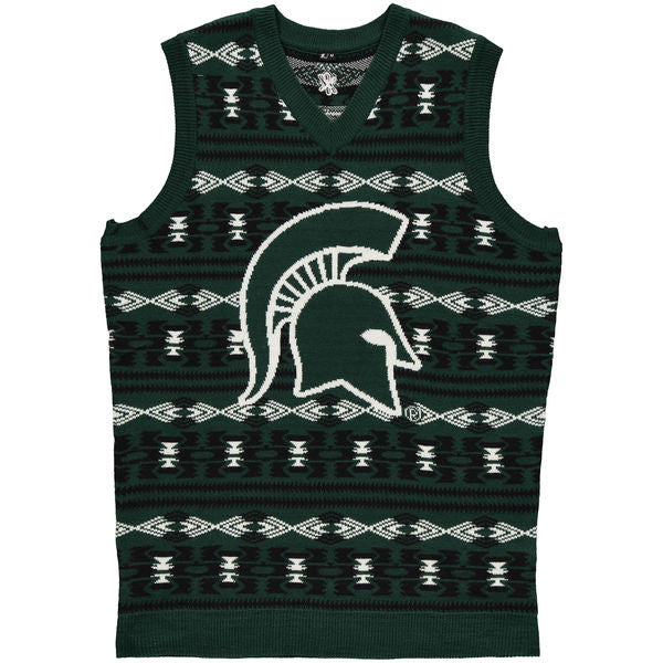 Michigan State MSU Spartans Ugly Christmas Sweater Vest