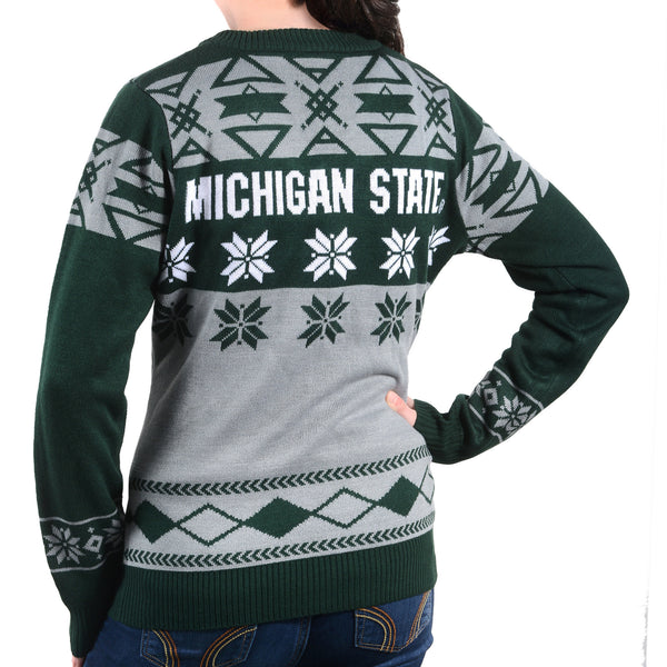 Michigan State MSU Spartans Ugly Christmas Sweater Women's V-Neck