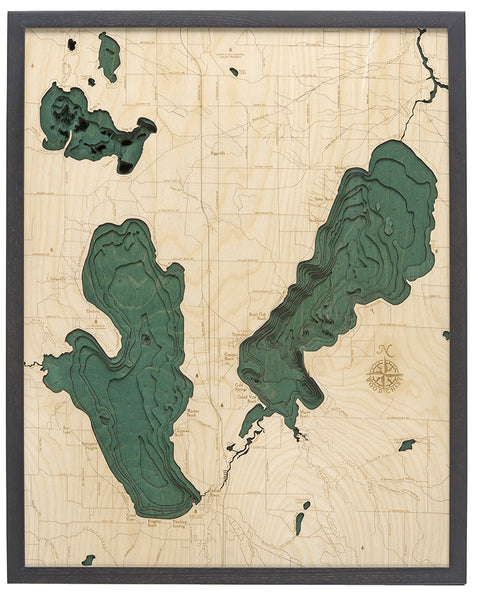 Mullet Lake and Burt Lake Wood Chart