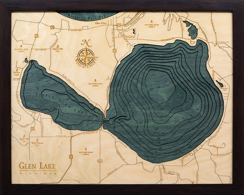 Glen Lake Michigan Wood Map Art