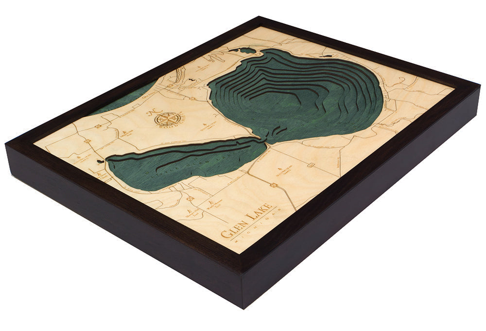 Glen Lake Michigan Wood Map Art
