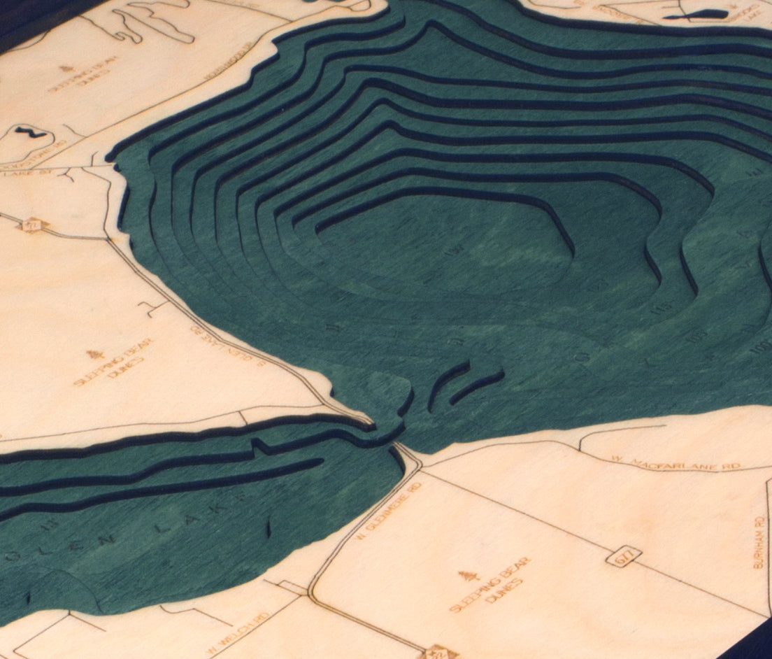 Glen Lake Michigan Wood Map Art