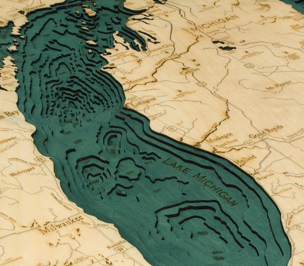 Lake Michigan Wood Chart - Close up