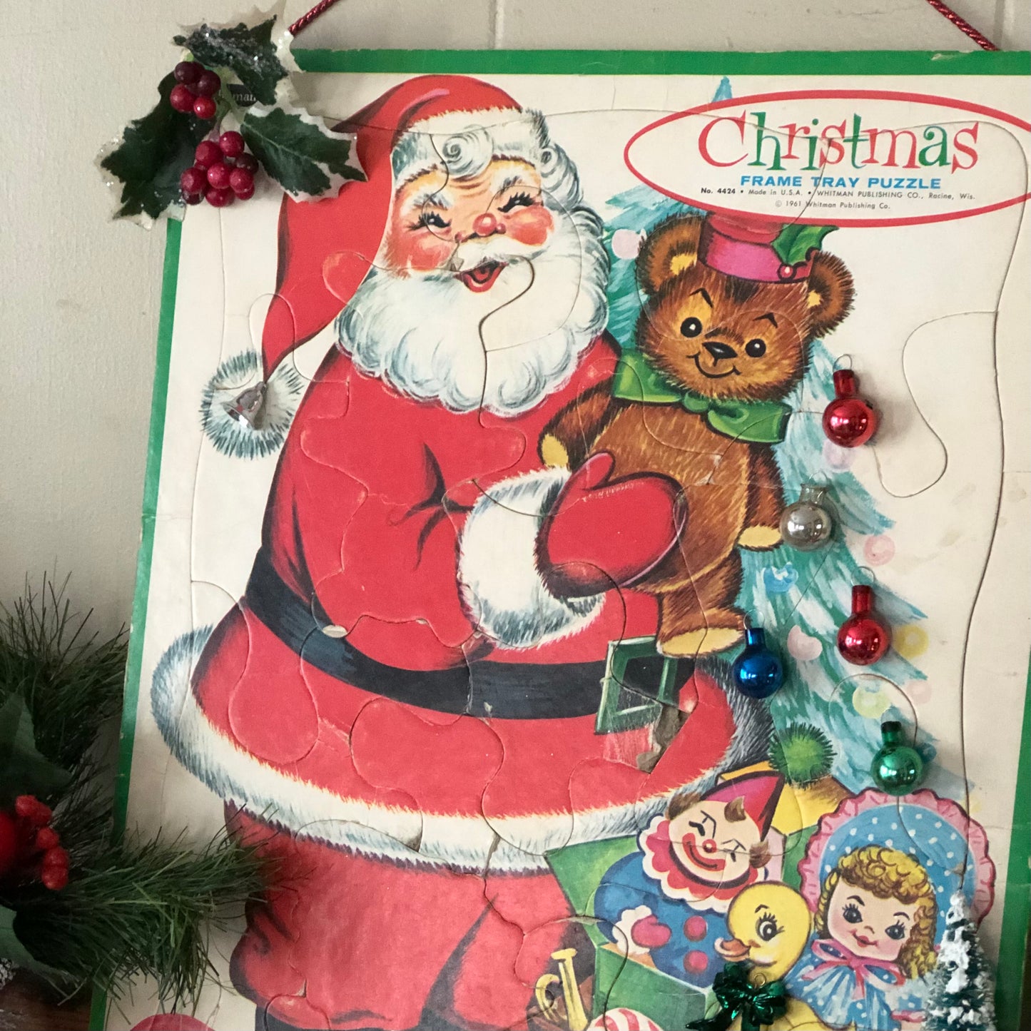 Vintage Christmas Puzzle Wall Hanging