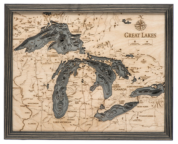 Great Lakes Wood Map Art