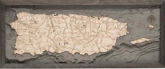 Puerto Rico Wood Chart Map