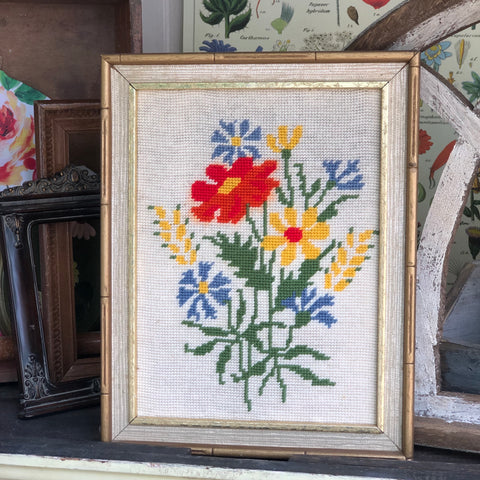 Vintage Floral Needlepoint