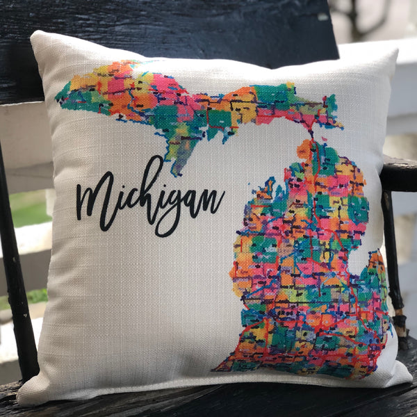 Michigan Map Pillow