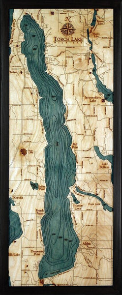 Torch Lake Michigan Wood Map Art