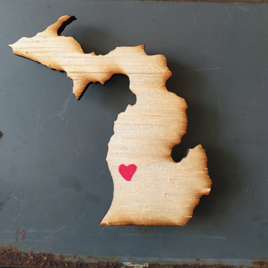 Michigan Personalized Heart Magnet
