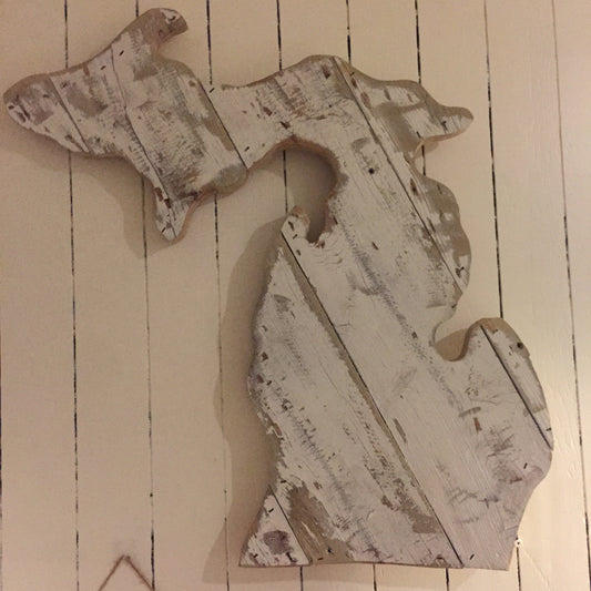 Michigan Wood Sign - White Barn Wood