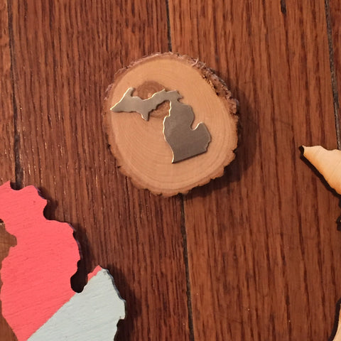 Wood Slice Michigan Magnet