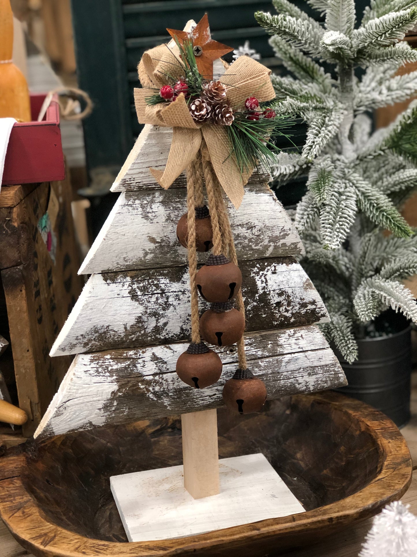 Farmhouse Wood Snowy Tree