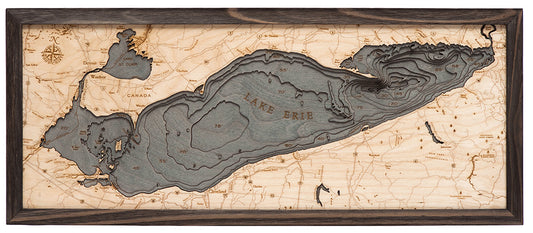 Lake Erie Wood Map Art