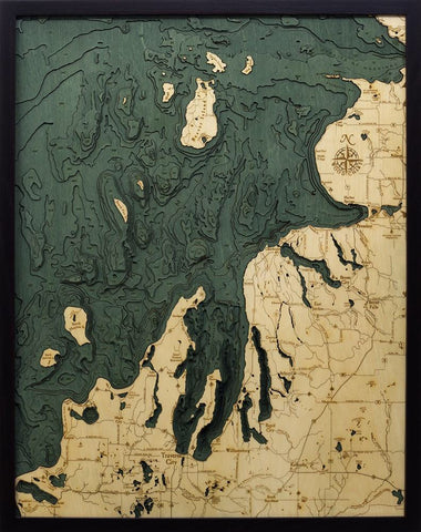 Northwest Michigan, Lower Peninsula Wood Map Art