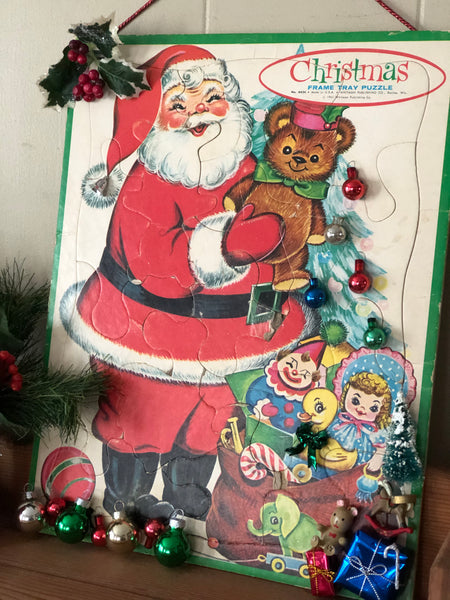 Vintage Christmas Puzzle Wall Hanging