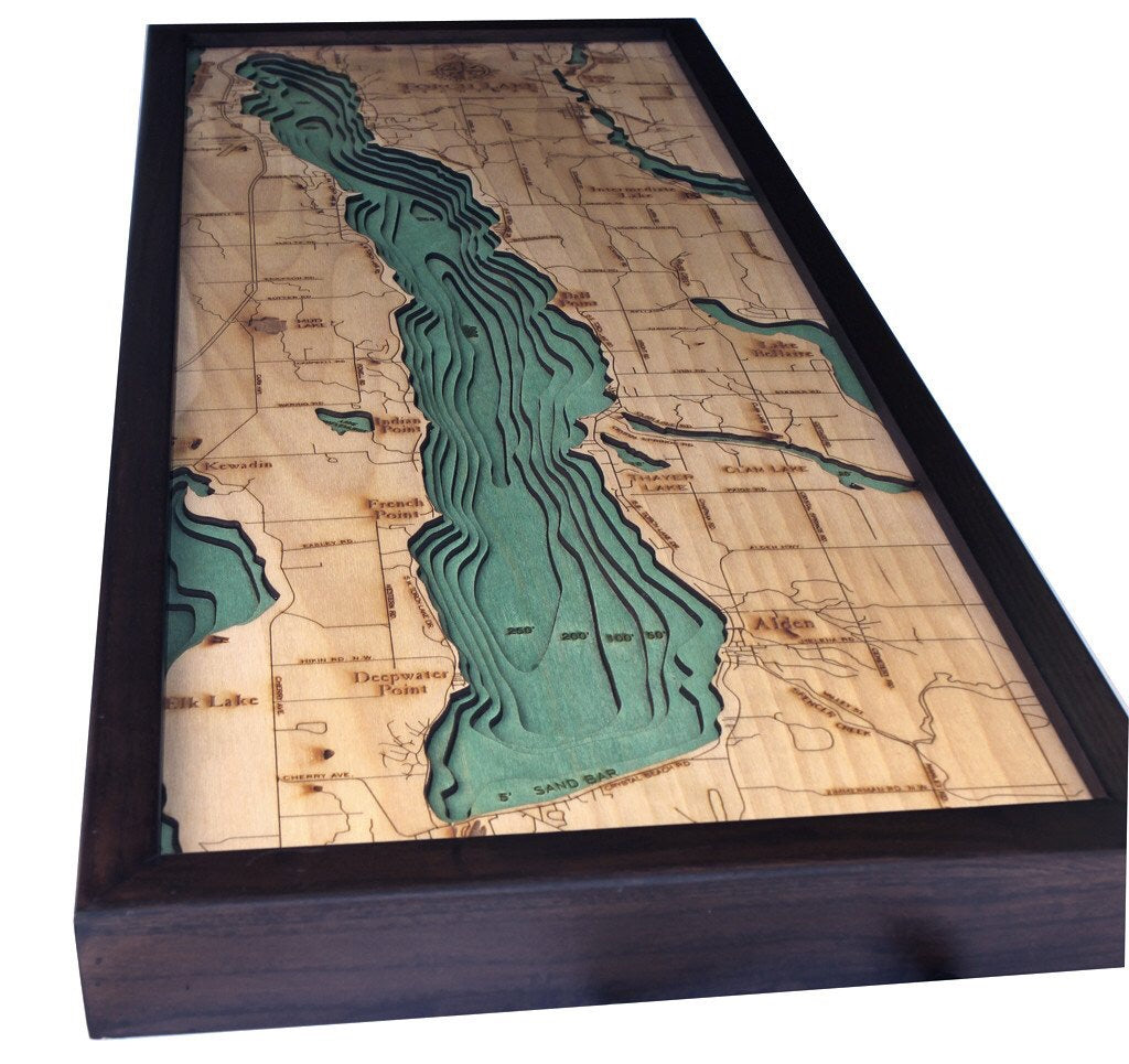Torch Lake Michigan Wood Map Art