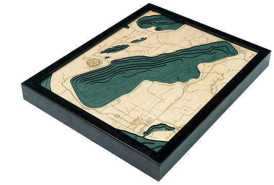Crystal Lake Michigan Wood Map Art