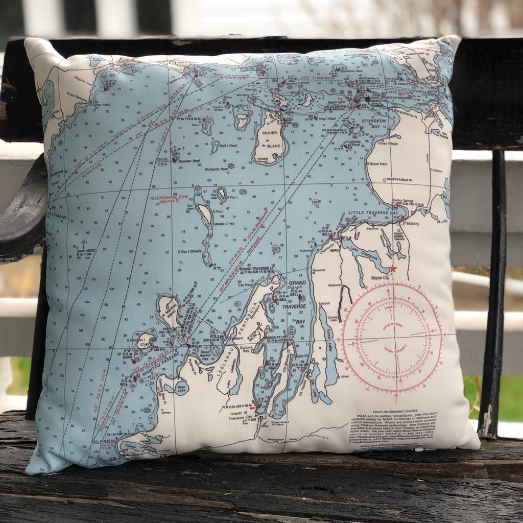 Northwest Michigan Map Pillow