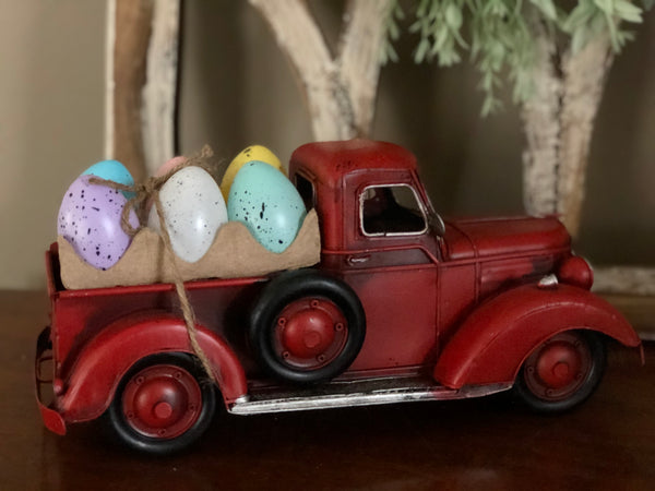 Red Truck with Easter Eggs