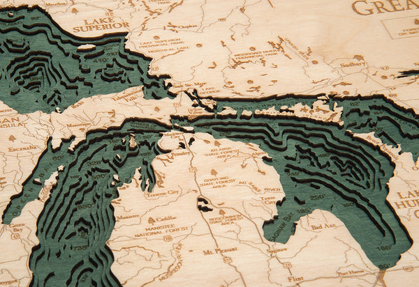 Great Lakes Wood Map Art