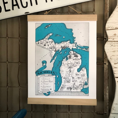 Vintage Michigan Map Print
