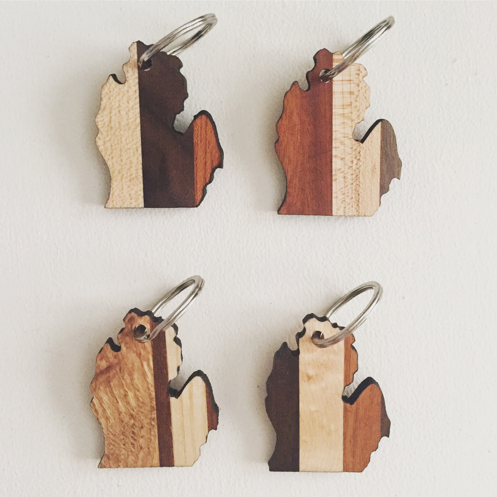 Michigan Wood Keychain