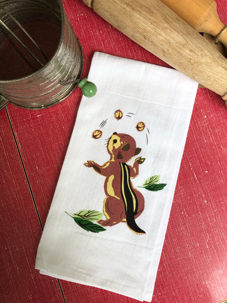Vintage Chipmunk Tea Towel