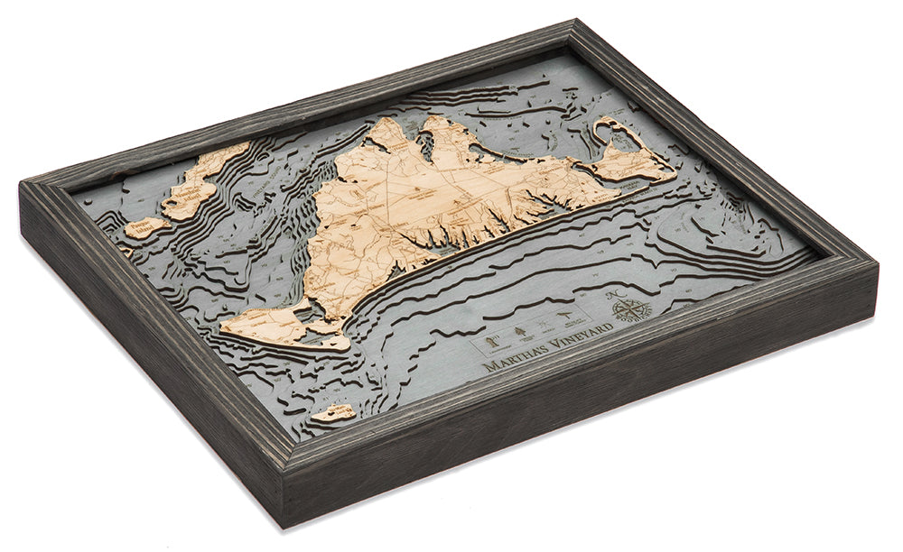 Marthas Vineyard Wood Chart Map