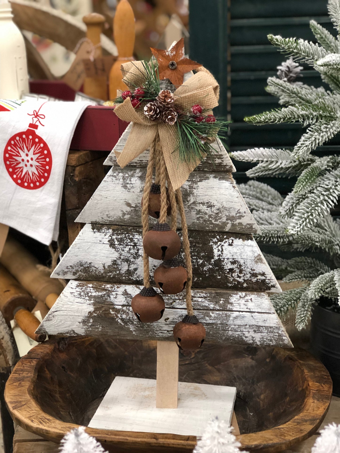 Farmhouse Wood Snowy Tree