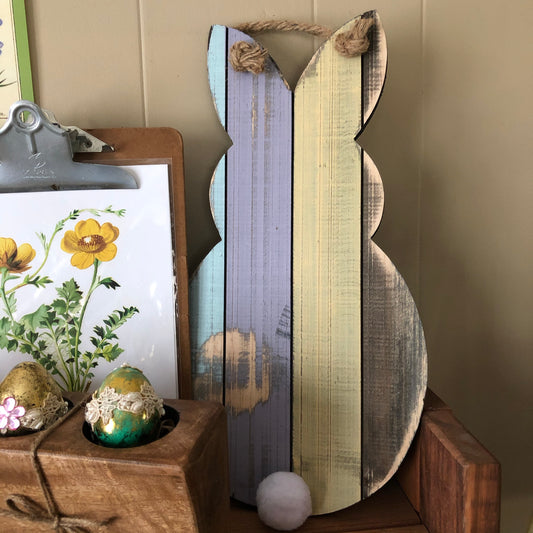 Wood Rabbit Silhouette Sign