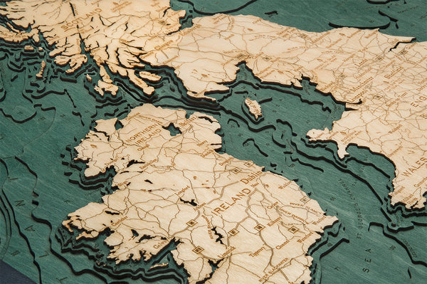 United Kingdom Wood Chart Map