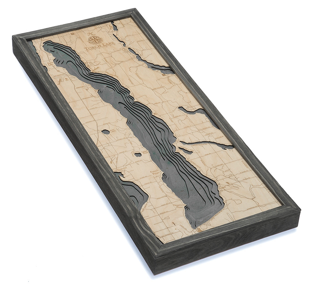 Torch Lake Michigan Wood Map Art