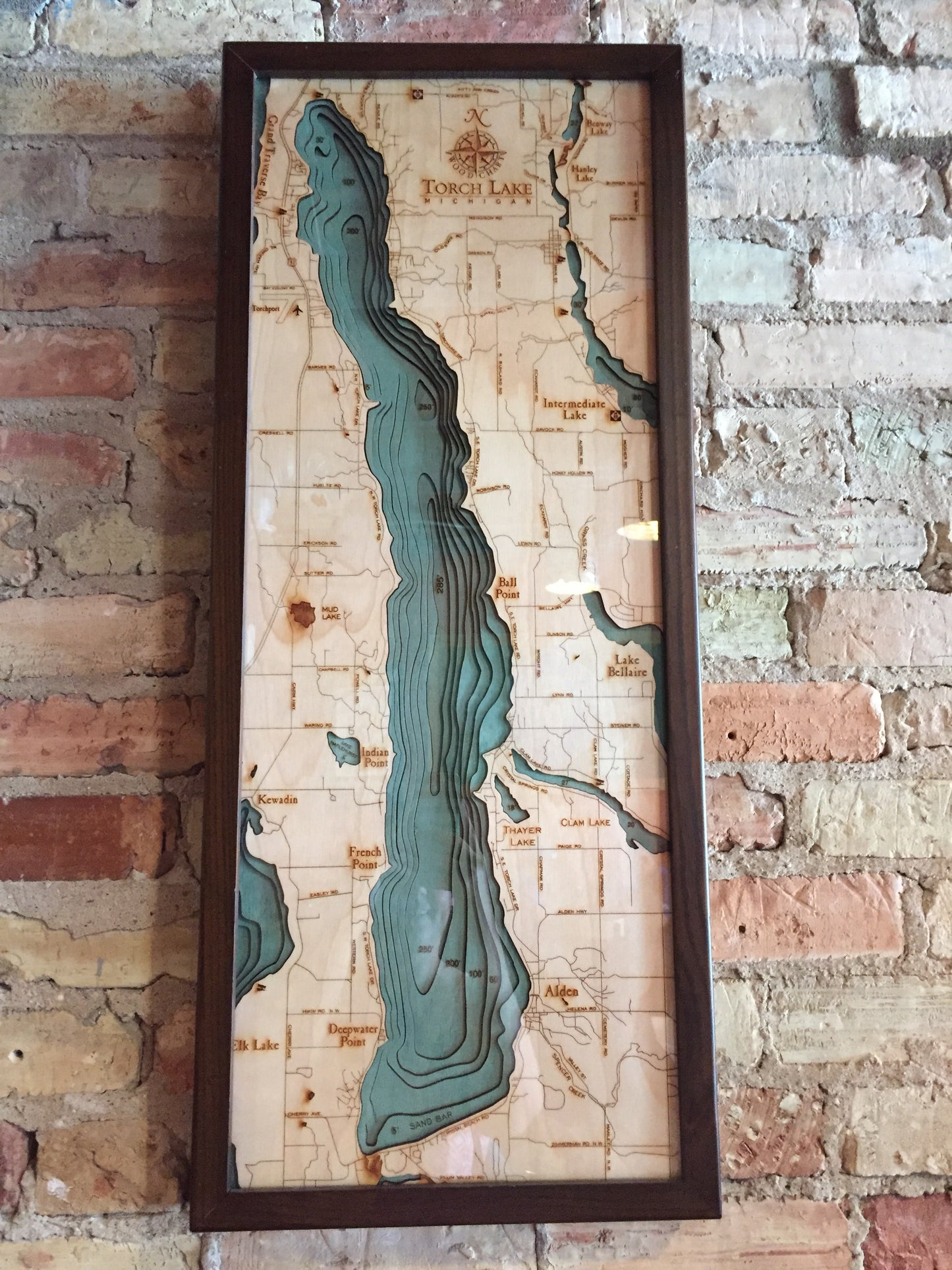 Torch Lake Michigan Wood Map Art