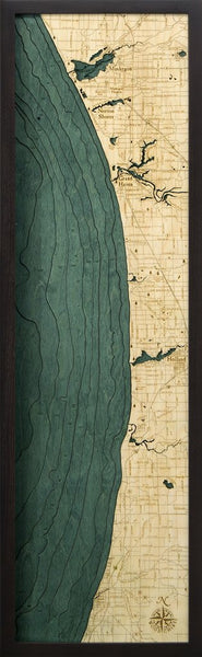 Muskegon to South Haven, Michigan Wood Map Art