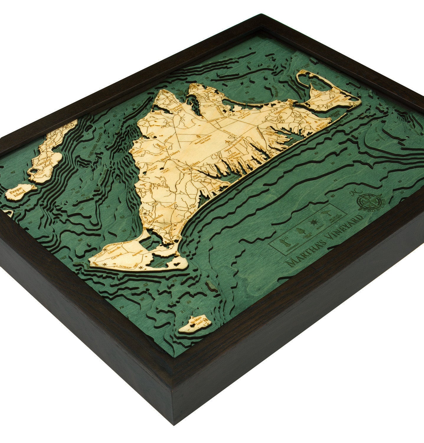 Marthas Vineyard Wood Chart Map
