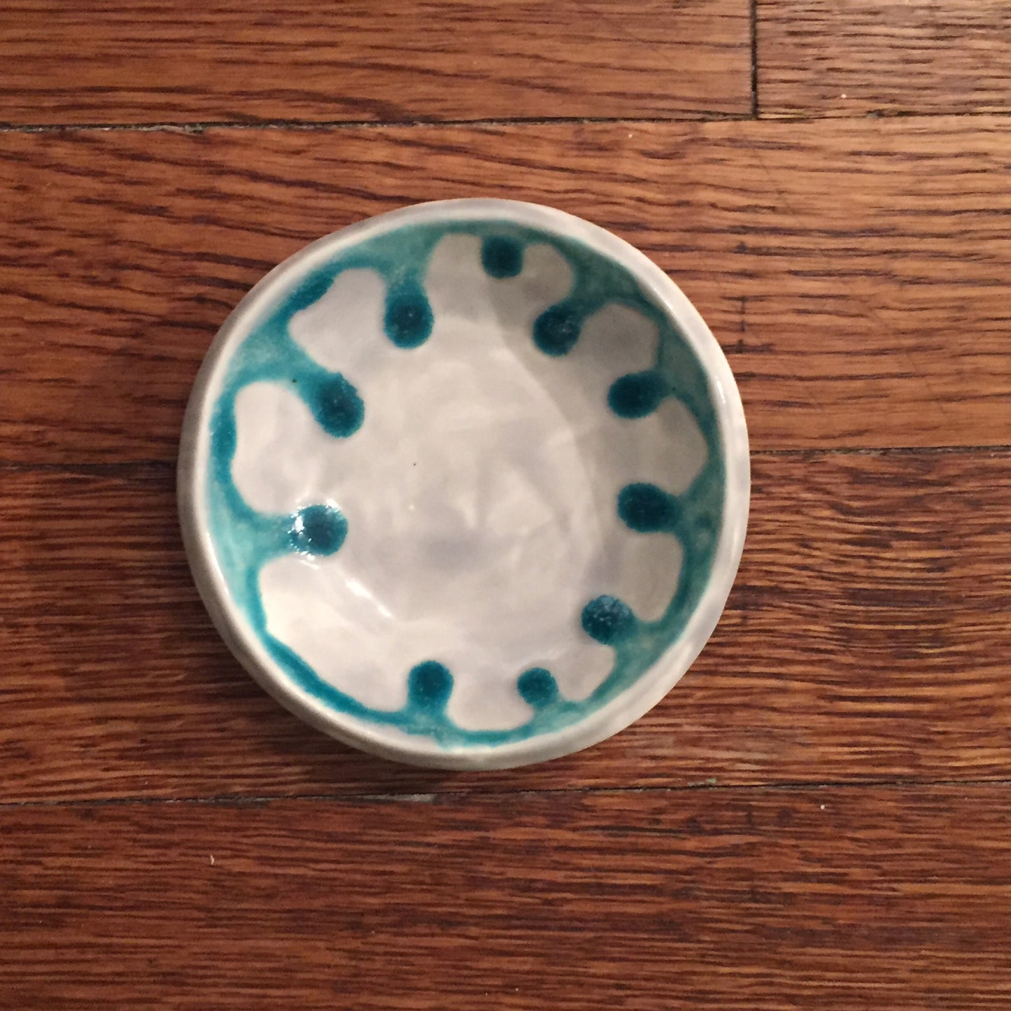 Jewelry Dish - Round Grey w/ Teal