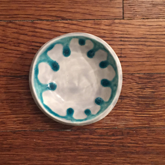 Jewelry Dish - Round Grey w/ Teal