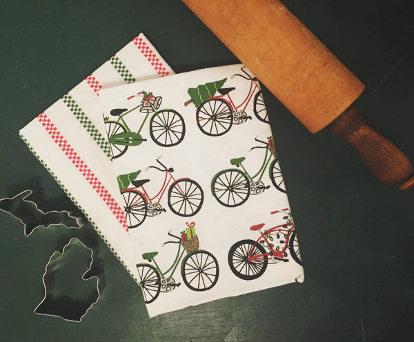 Christmas Bike Kitchen Towel - 2-pack
