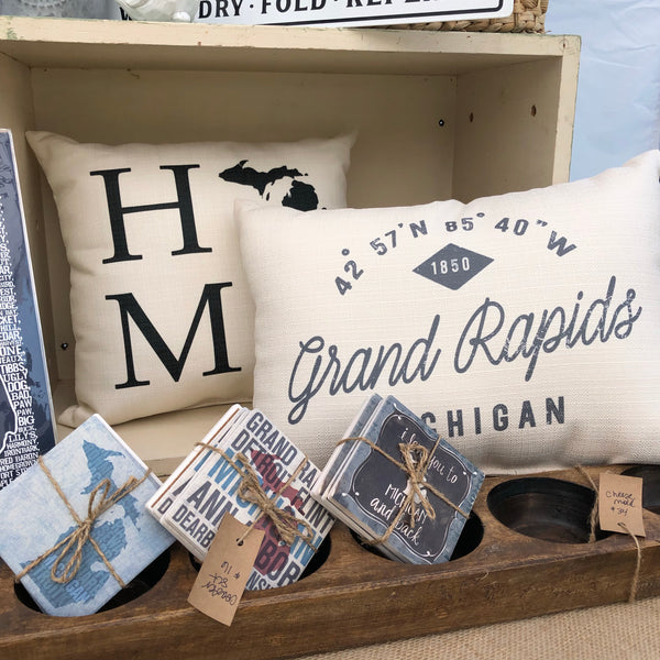 Grand Rapids Michigan City Coordinates Pillow