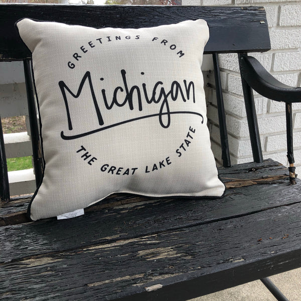 Greetings from Michigan Pillow