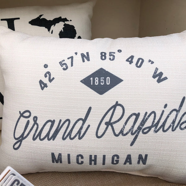 Grand Rapids Michigan City Coordinates Pillow