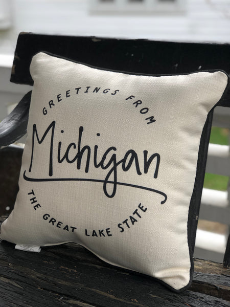 Greetings from Michigan Pillow