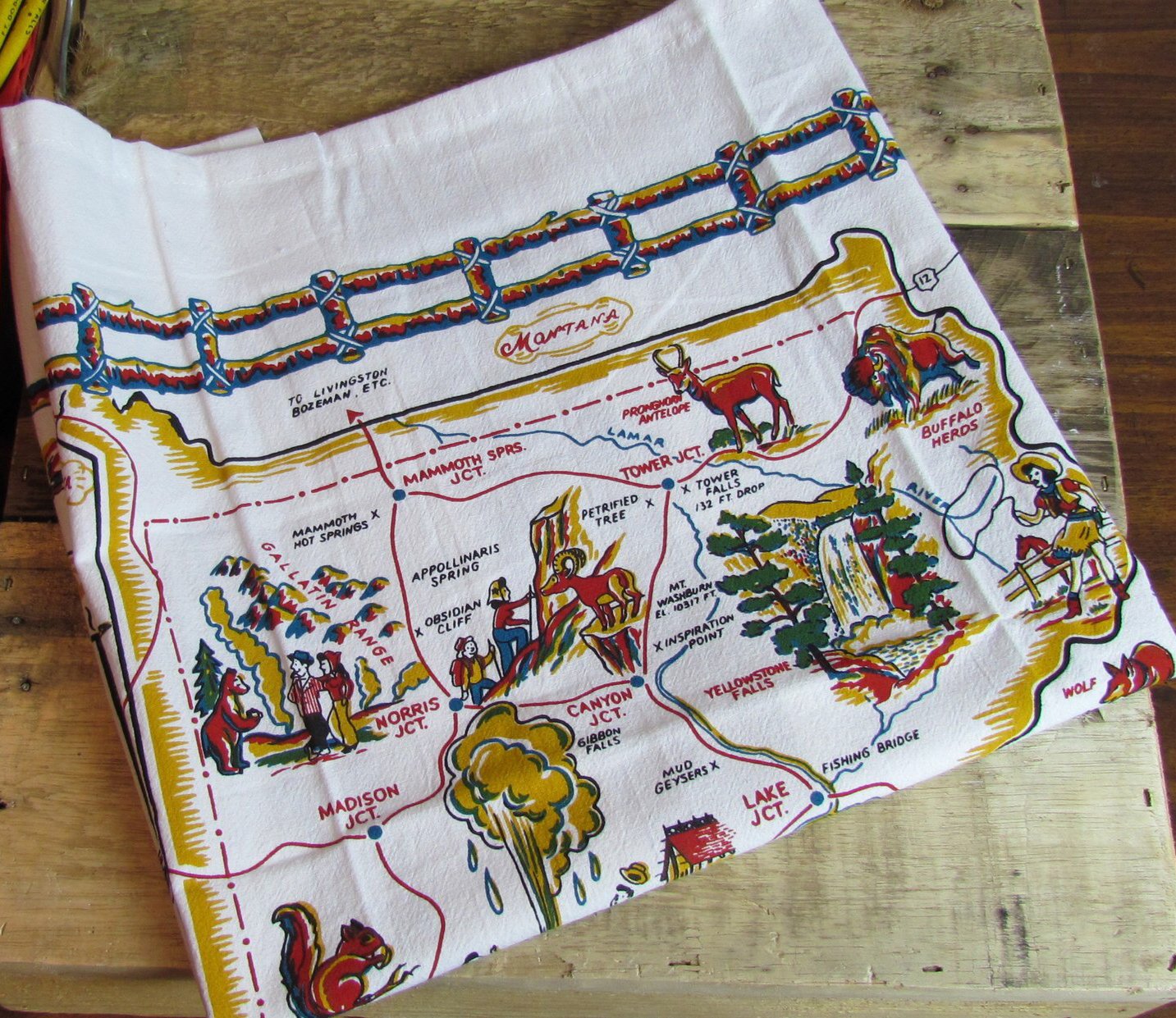 Yellowstone National Park Vintage Kitchen Towel
